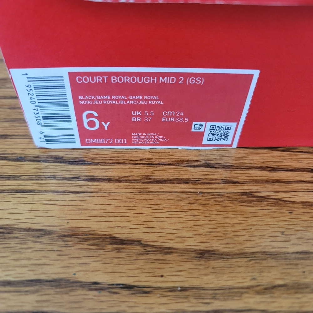 Nike Blue Black White Court Borough Mid High-Top Shoes Kicks Sneakers - Picture 8 of 8